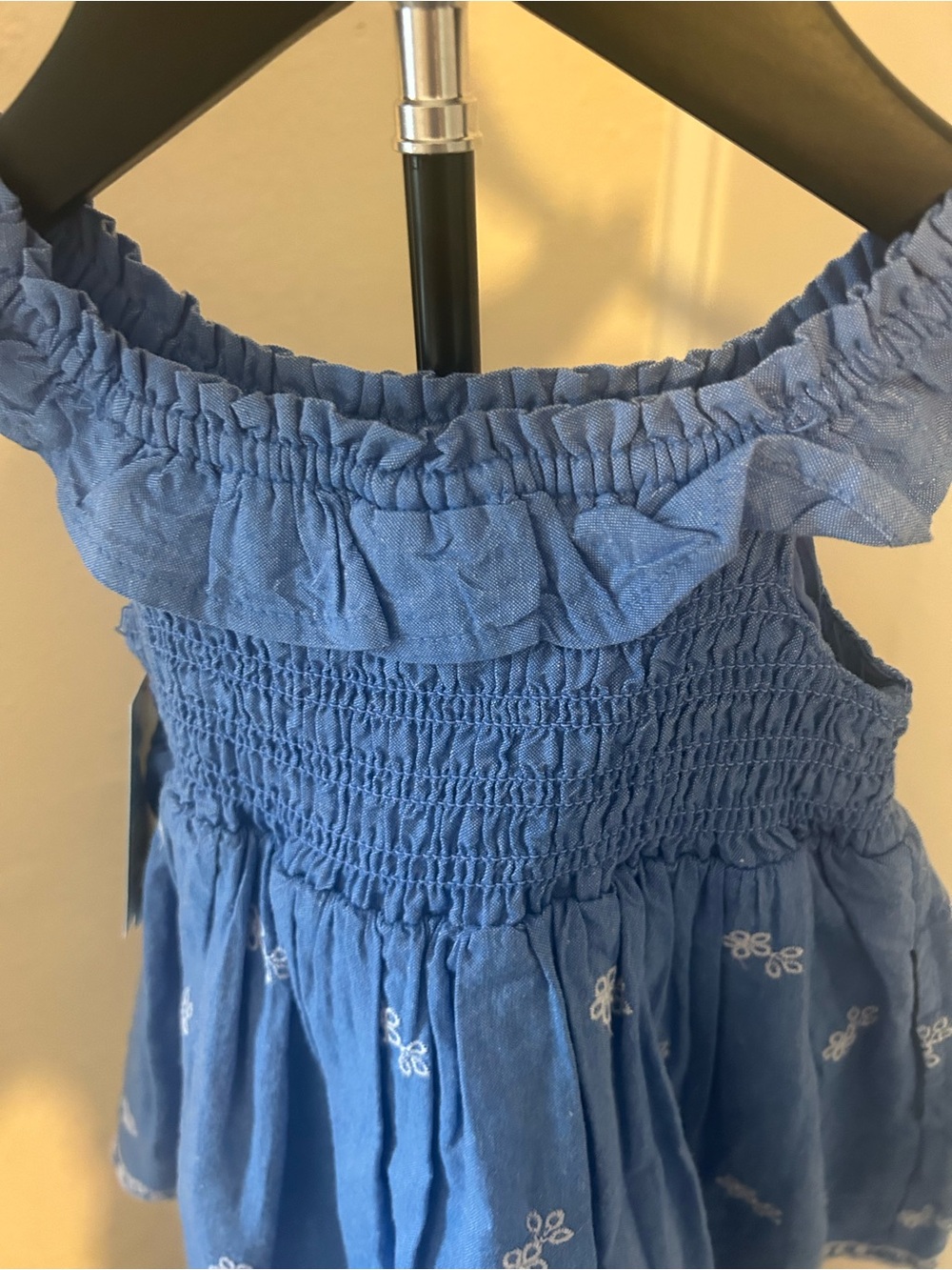 Cat & Jack Blue Embroidered Smocked One-Piece Dress - Picture 4 of 6